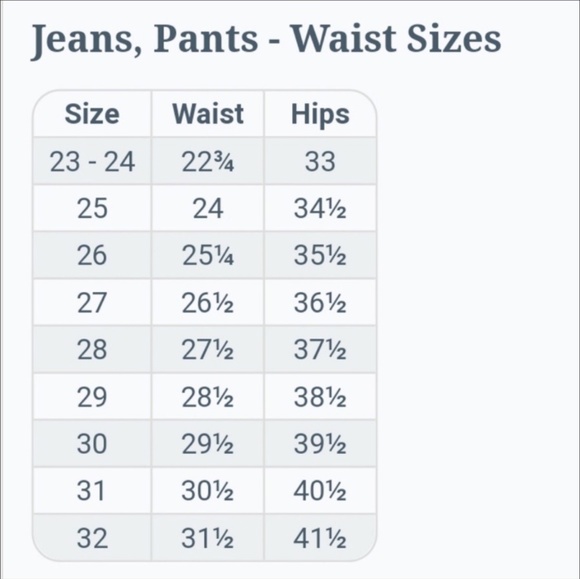 True Craft Jeans Size Chart